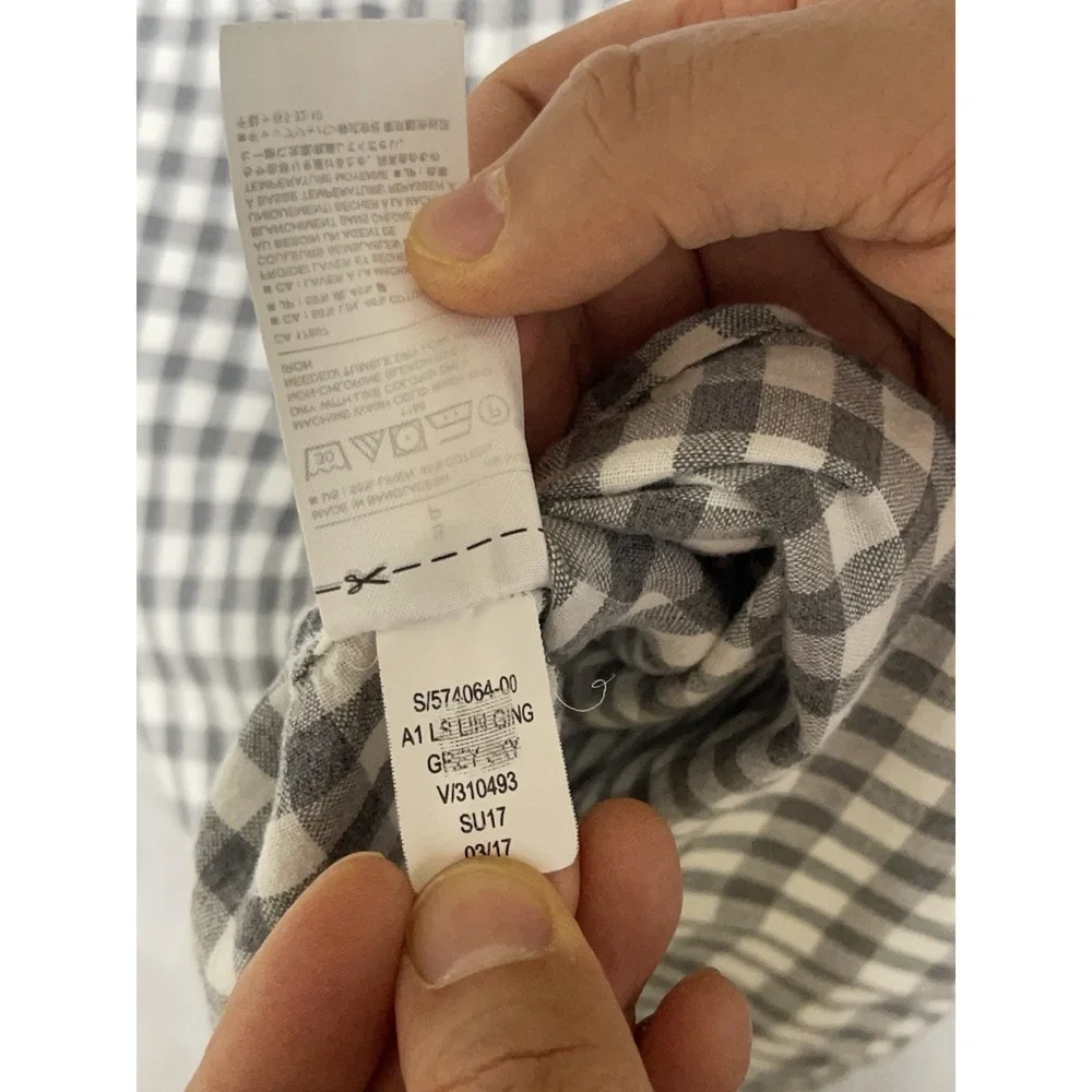 Banana Republic Shirt Men S Standard Gingham Check‎ Linen Cotton Roll Up Sleeves